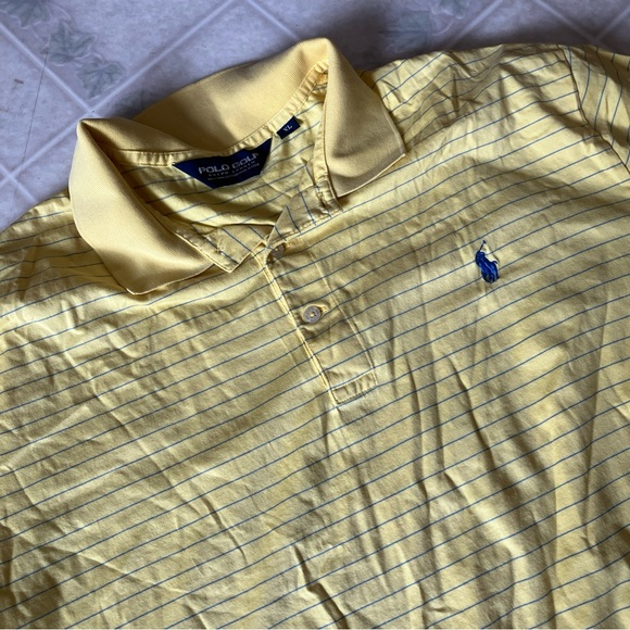 Polo Golf Other - Vintage‎ Ralph Lauren Golf Stripe polo Yellow Knit Short Sleeve